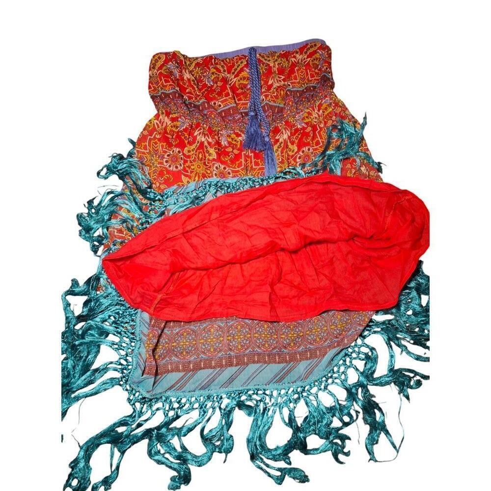 Flying Tomato Boho Strapless Mini Dress Paisley Festival Beach Vacation M - Picture 11 of 12